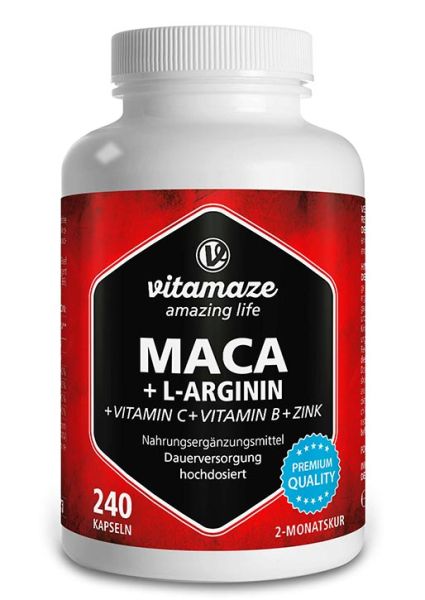 Vitamaze Maca 4000 hochdosiert + L-Arginin + Vitamine + Zink